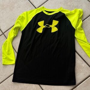 Under Armour Black & Neon Yellow Raglan Long Sleeve Athletic Top